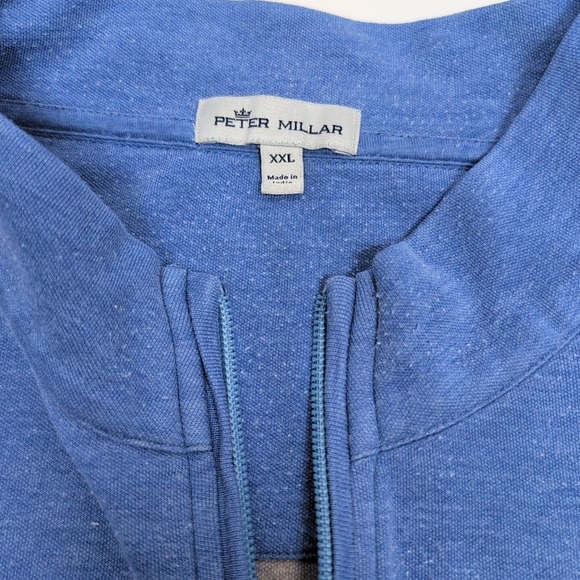Peter Millar Crown Comfort‎ Interlock 1/4 Zip Mens 2XL Blue Performance Golf - Picture 2 of 12